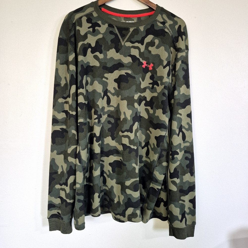 Under Armour Mens Loose Fit Waffle Weave Camo Longsleeve Shirt 2XL